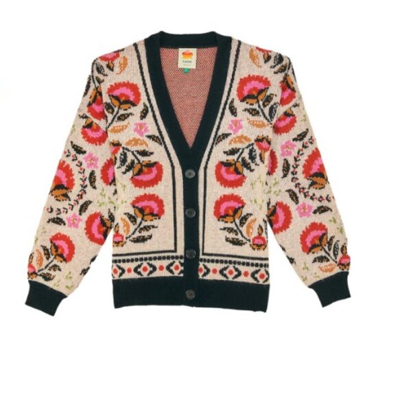 FARM Rio Sweaters - Farm Rio Sand Palms Paradise Knit Cardigan - Size Small